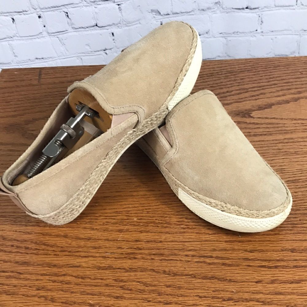 Dolce Vita Leather Flat Loafer Espadrilles in natural tan Suede EUC size 7.5